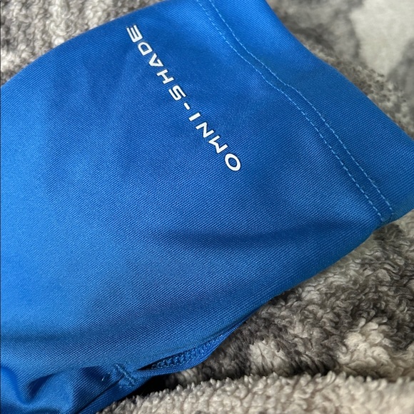 Columbia Vibrant Blue Activewear Shirt professional Fishing Gear Omni shade Hood - Picture 4 of 5